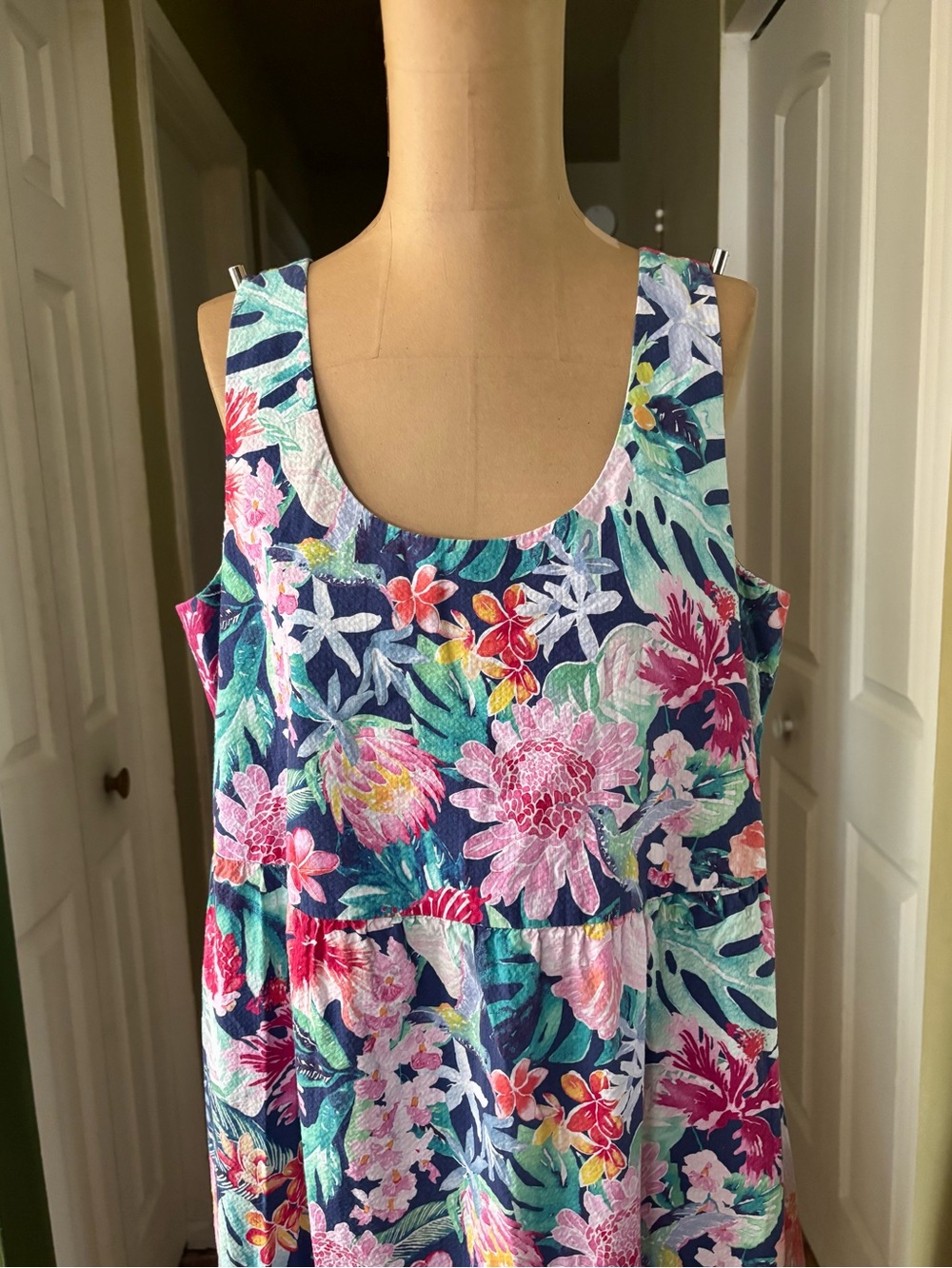 Tommy Bahama Perfectly Paradise Floral Stretch Cotton Midi Dress oversized M - Picture 4 of 12